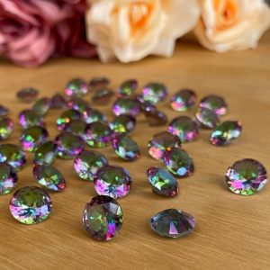 Topacio místico facetado, corte diamante 11mm