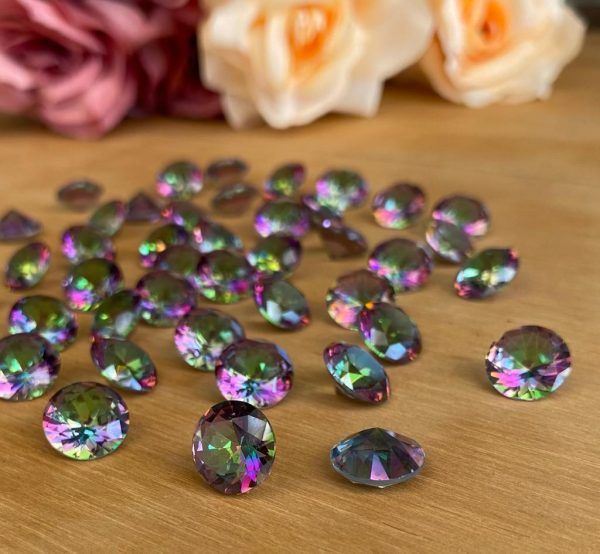 Topacio místico facetado, corte diamante 11mm