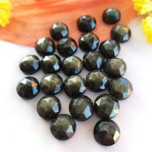 Obsidiana dorada, cabuchón corte rosa 8mm