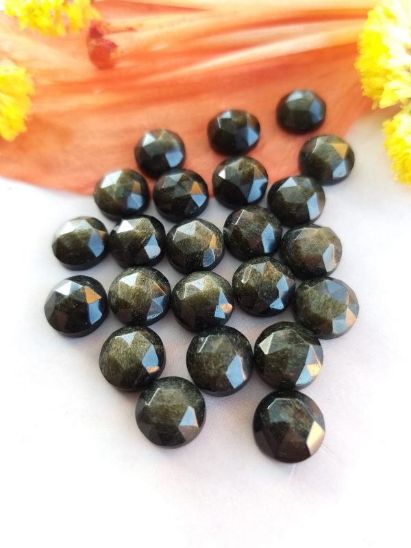 Obsidiana dorada, cabuchón corte rosa 8mm