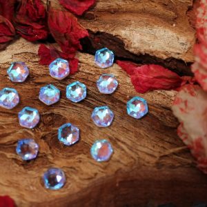 Cuarzo aura, cabuchón corte rosa 6mm